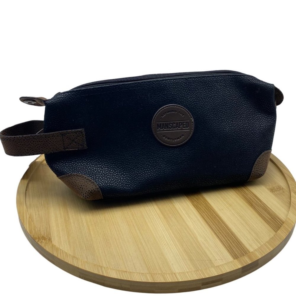 NEW Manscaped The Shed Travel Storage Bag 5"x11" Black Brown Faux Vegan Leather‎